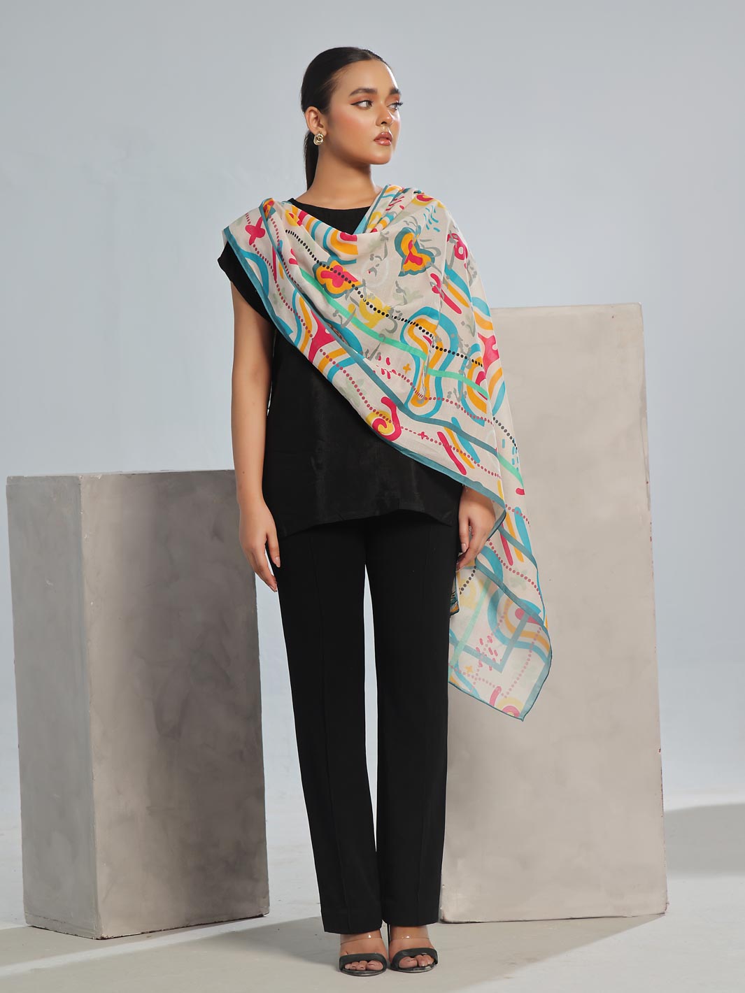 Khuwab Lawn Stole(multi)