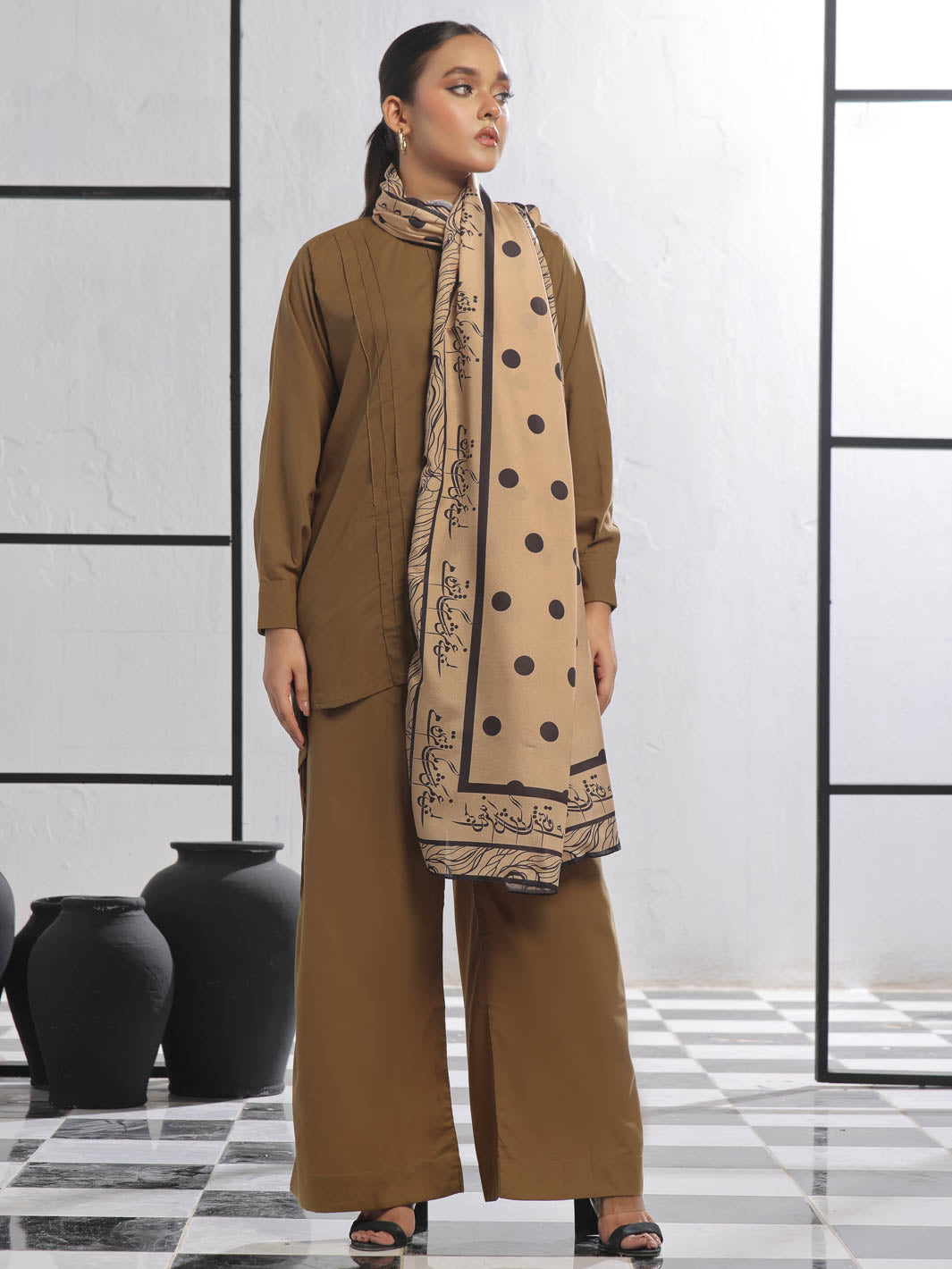 Polka Dot Stole (Beige)