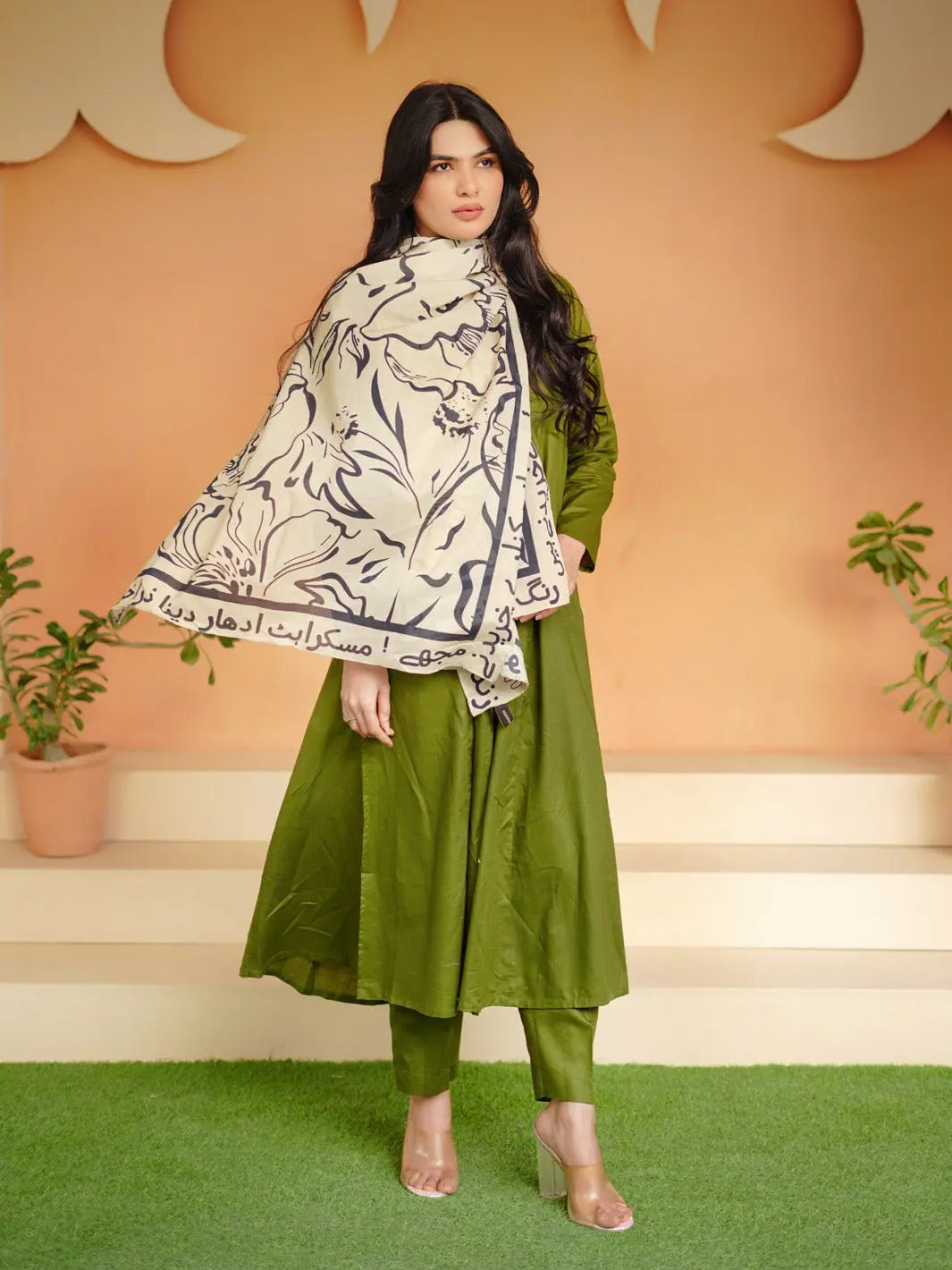 Doodle Art Dupatta (Beige)