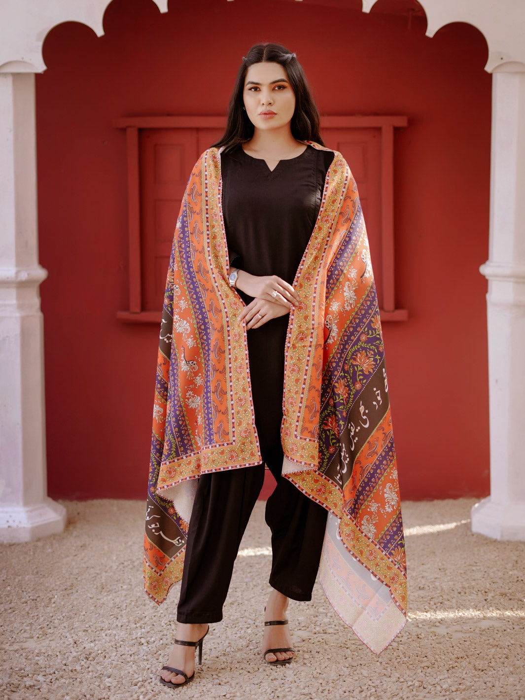 Phool Stripe Dupatta (Dark Multi)
