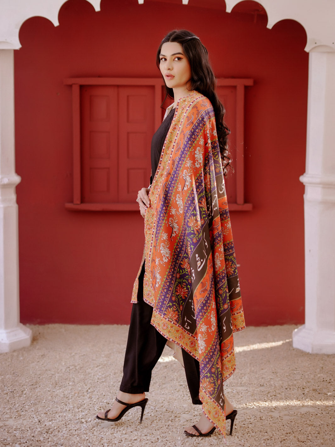 Phool Stripe Dupatta (Dark Multi)