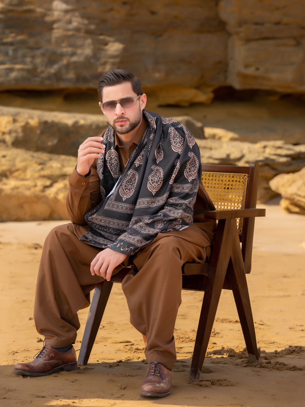 Ajrak batik Stole (Rose Gold - Men)