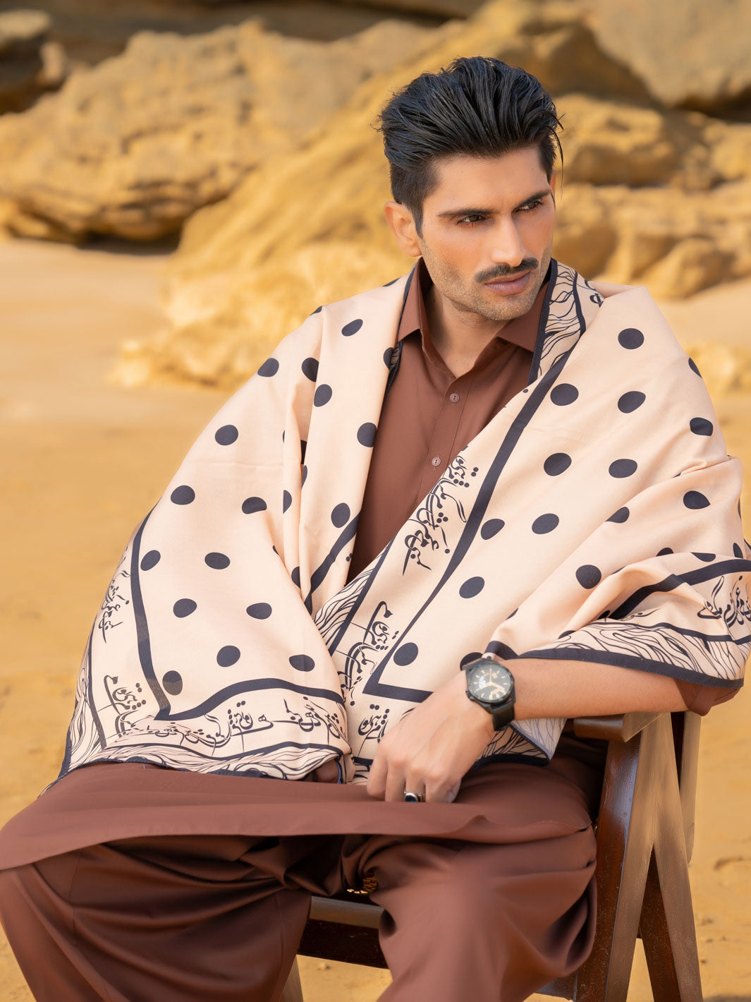 Polka Dot Stole (Beige)