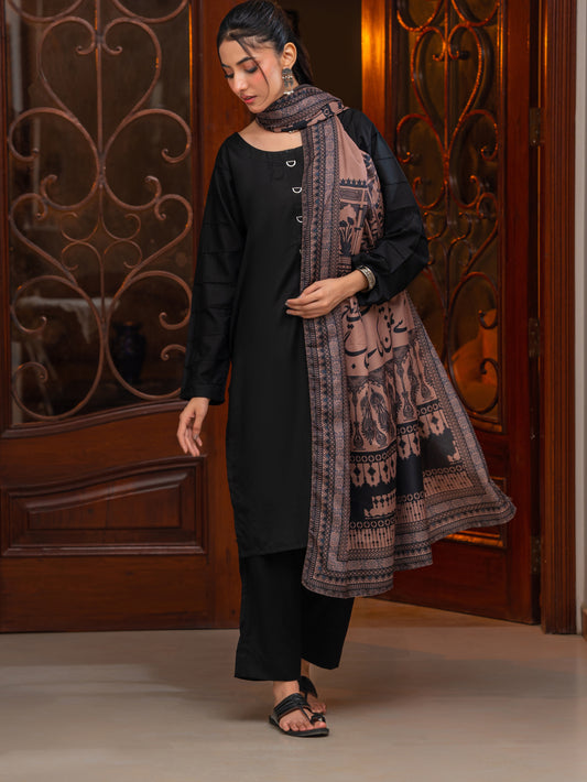 Taj Mahal Silk Dupatta (Brown)