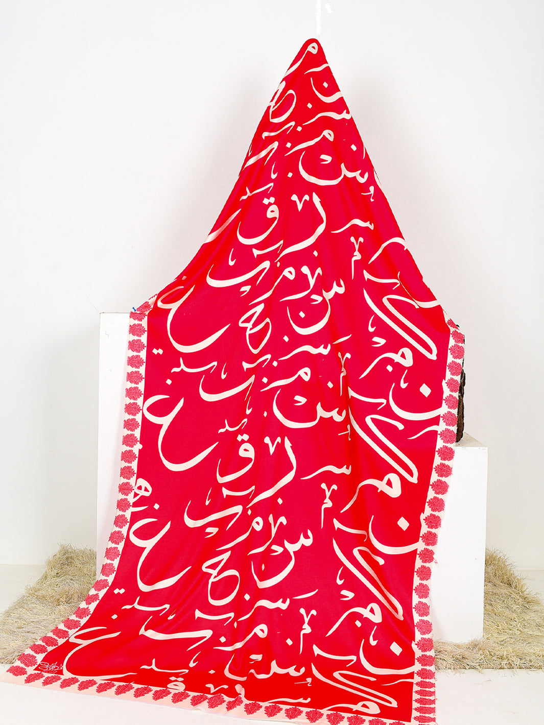 Huroof V2 Silk Dupatta (Red)