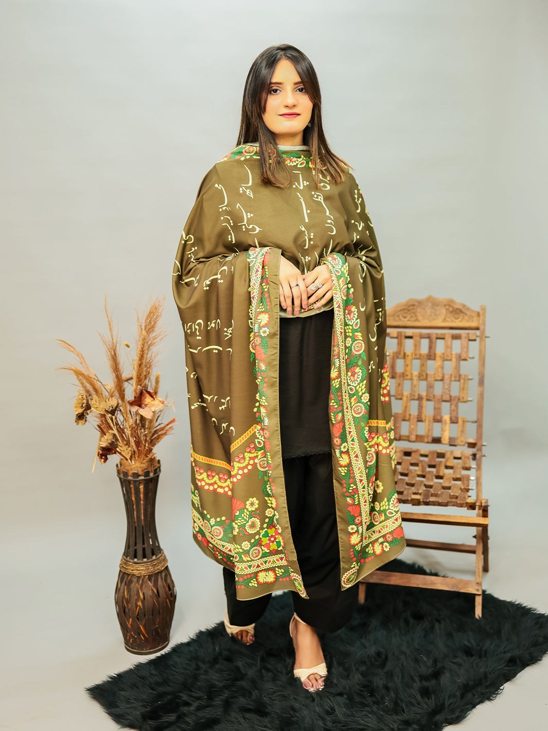 Washma Voile Dupatta (Olive)