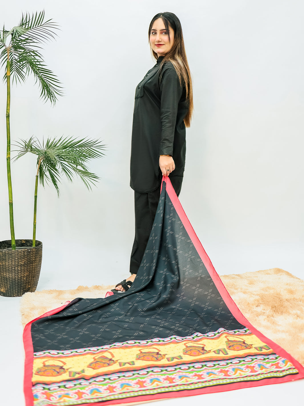 Katli Voile Dupatta (Black)
