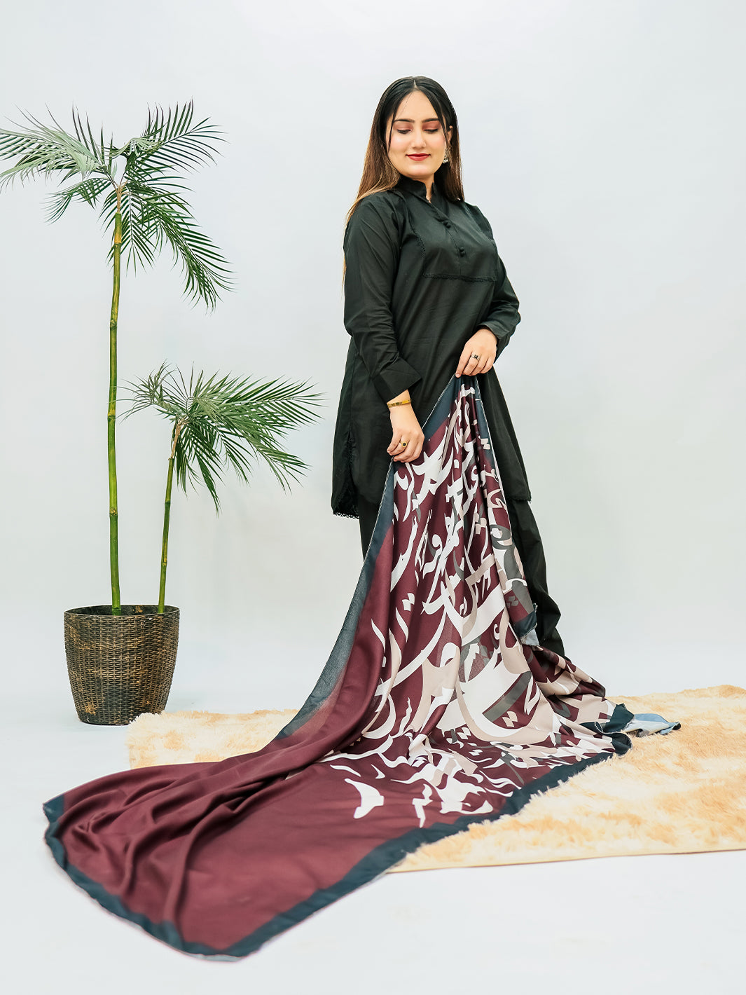 Tadrees voile Dupatta (maroon)
