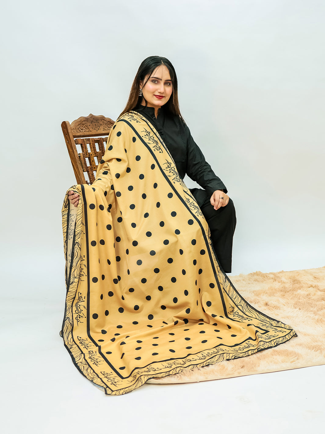 Polka Dot Voile Dupatta (Beige)