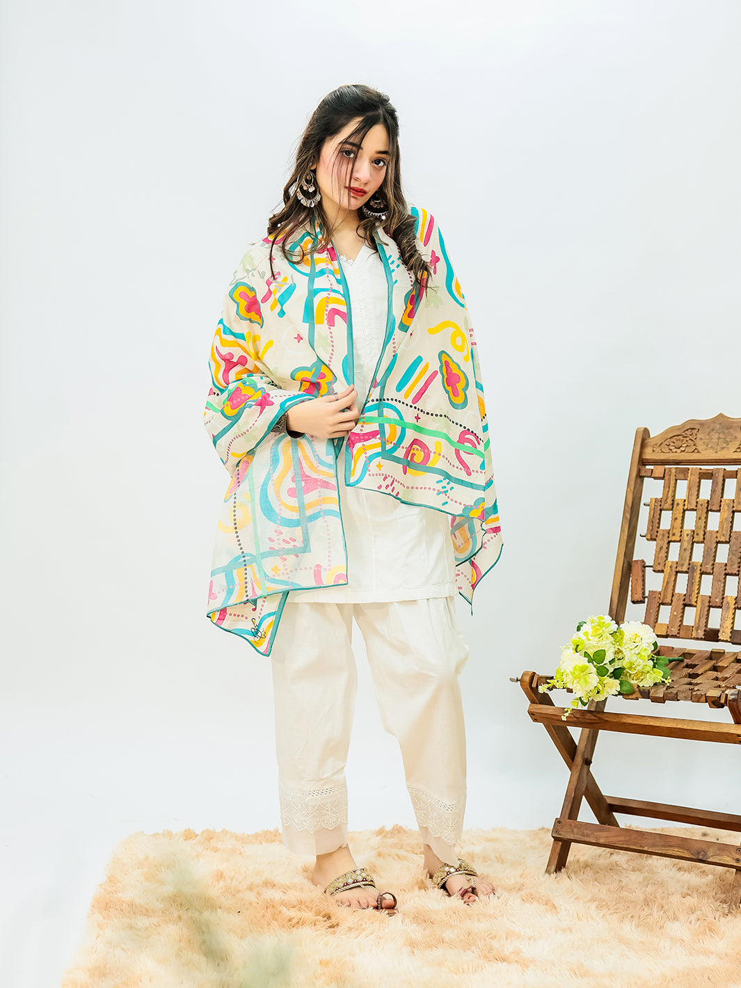 Khuwab Lawn Stole(multi)