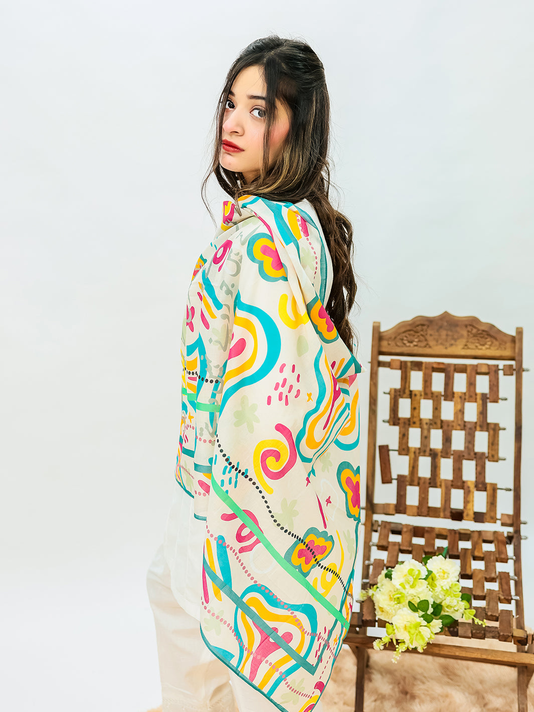 Khuwab Lawn Stole(multi)