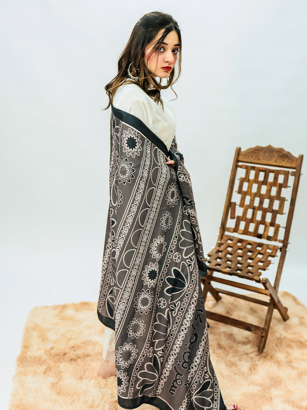 Truck Art (B&W) Dupatta