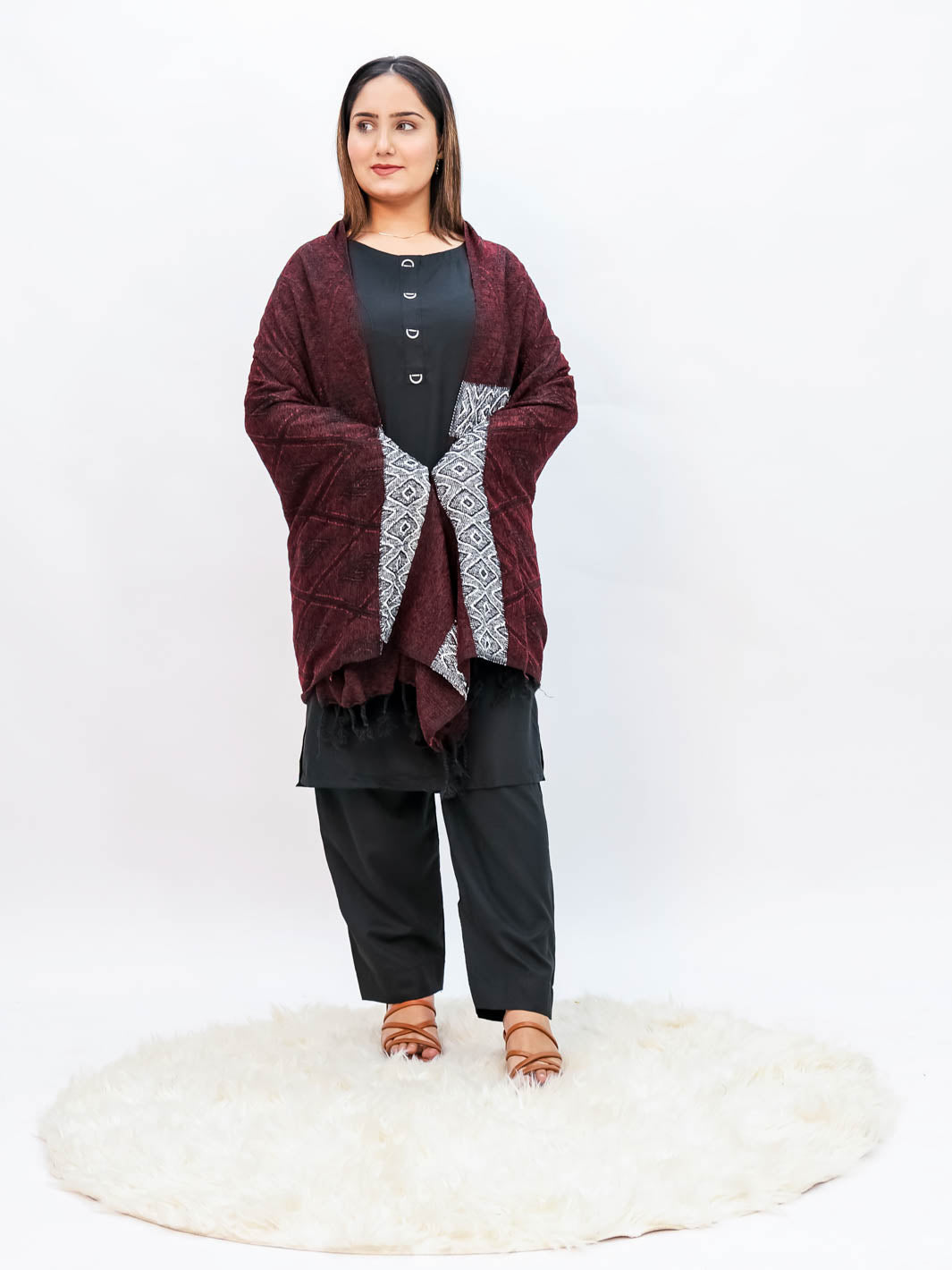 Wool Mini Shawl (Maroon)