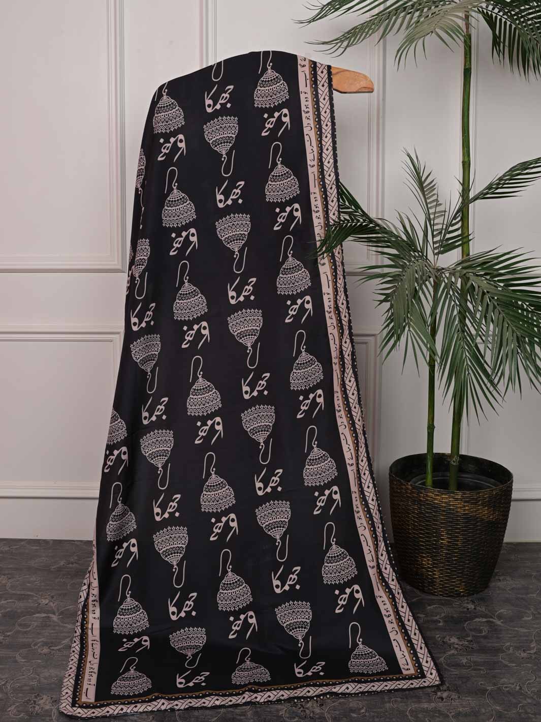 Jhumka Stole (Black n Skin)