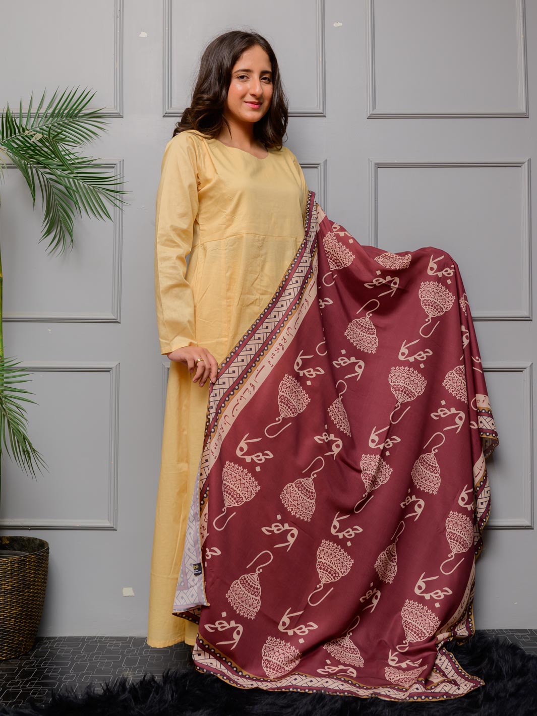 Jhumka Silk Dupatta (Maroon)