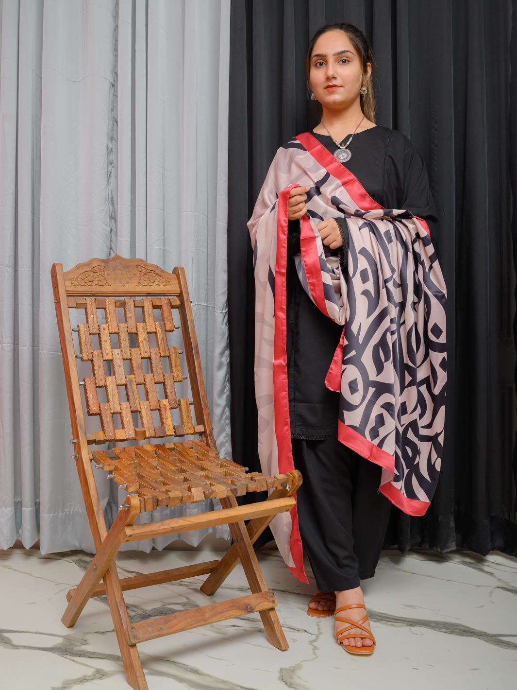 Huroof Silk Dupatta (skin)