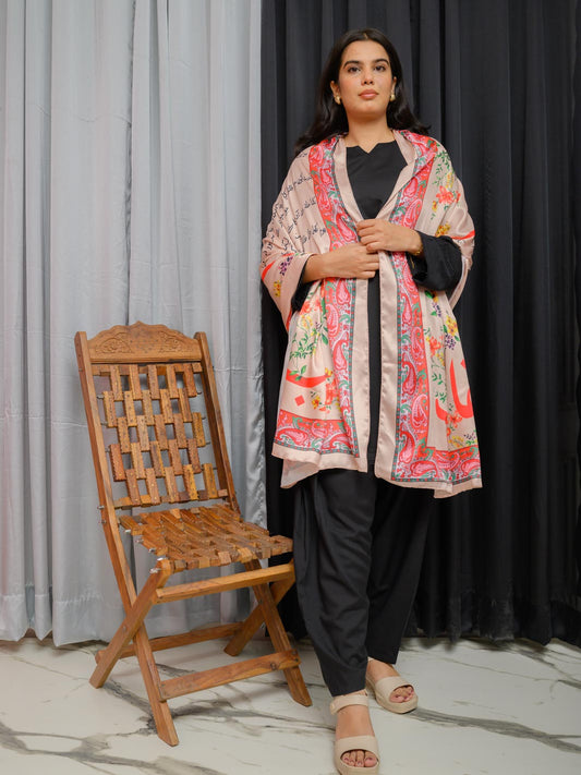 Phool Aur Ghalib Silk Dupatta (Peach)