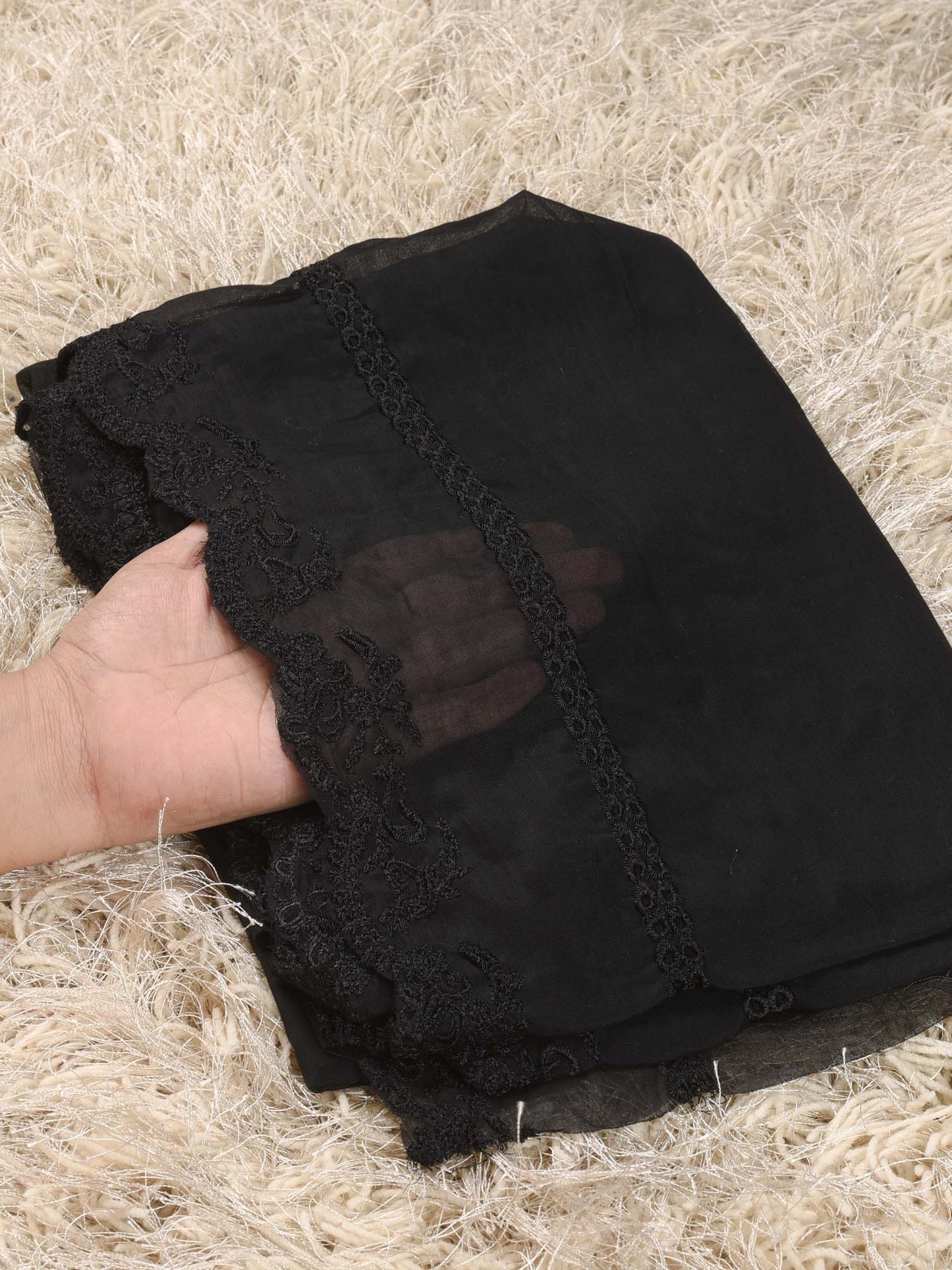Pure Lawn Dupatta (Black 009)
