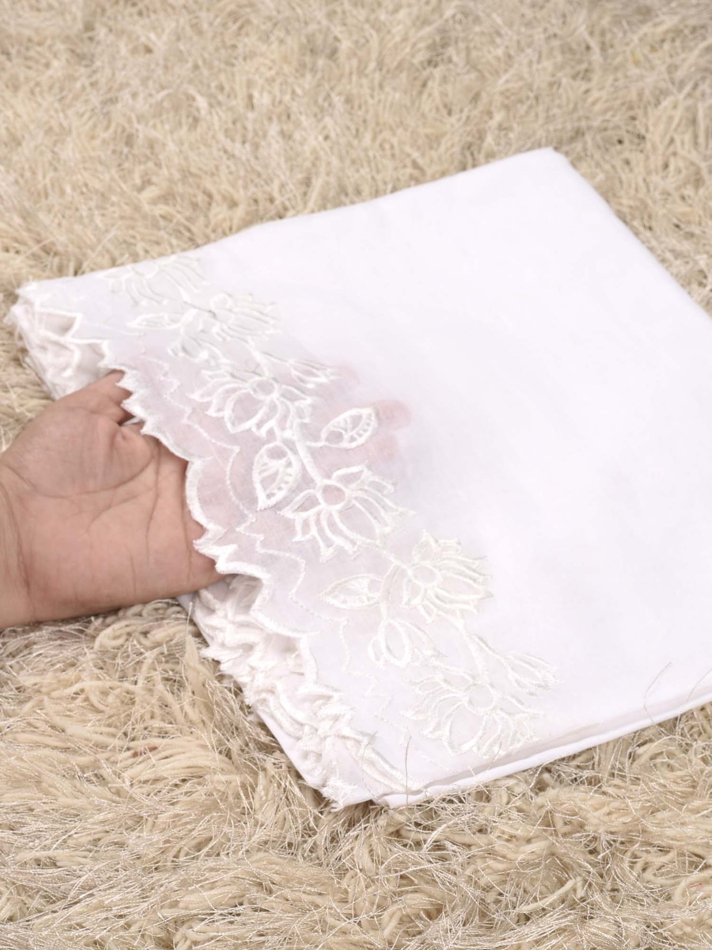Pure Lawn Cutwork Dupatta (White 003)