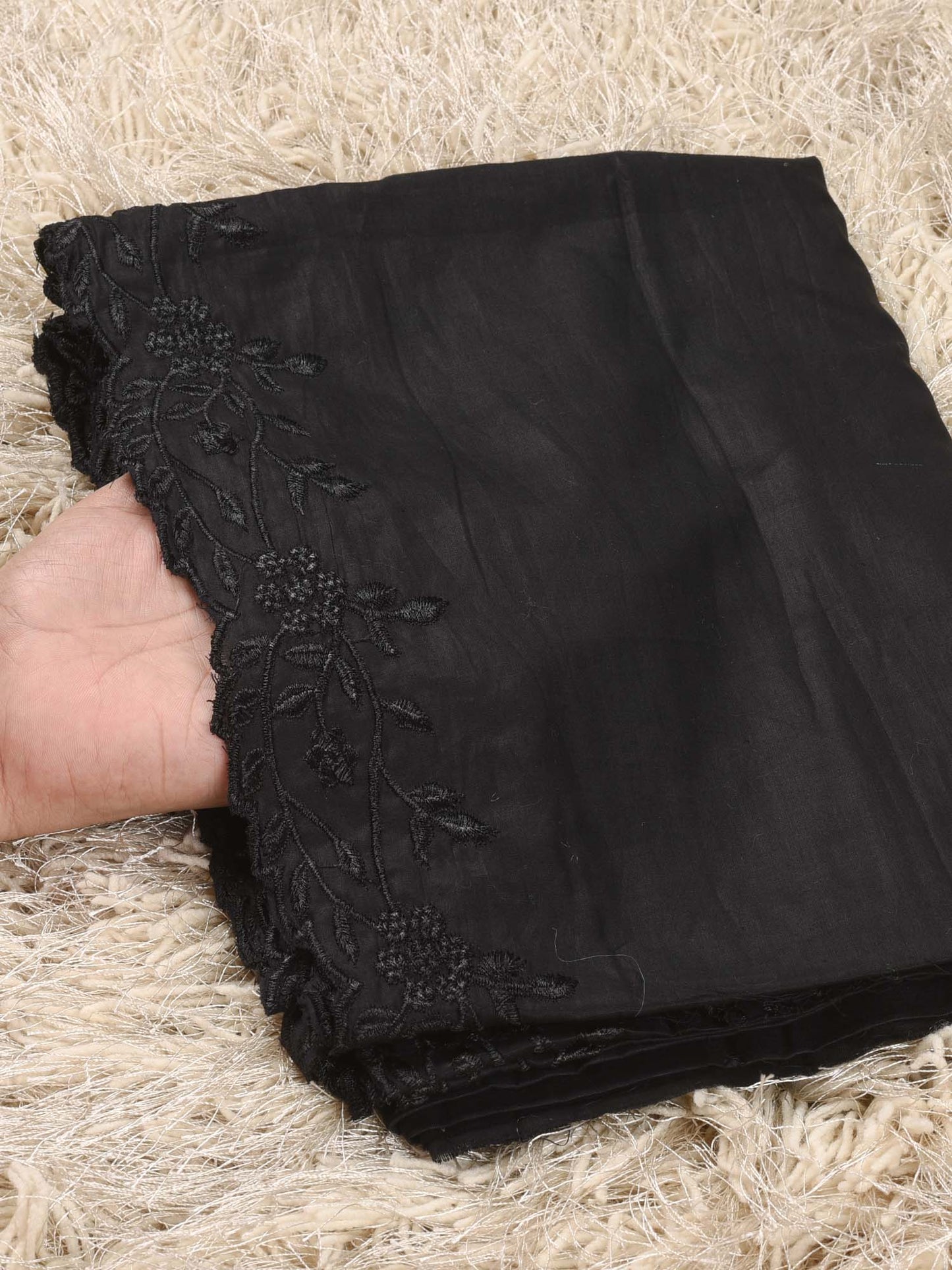 Pure Lawn Embroidered Dupatta (Black 001)