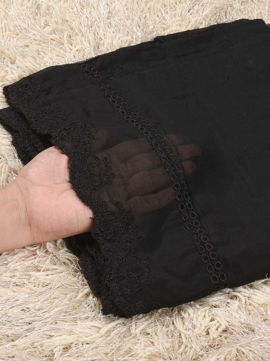 Pure Lawn Dupatta (Black 009)