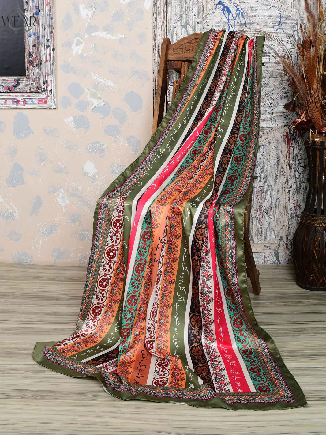 Phool Stripe Silk Dupatta