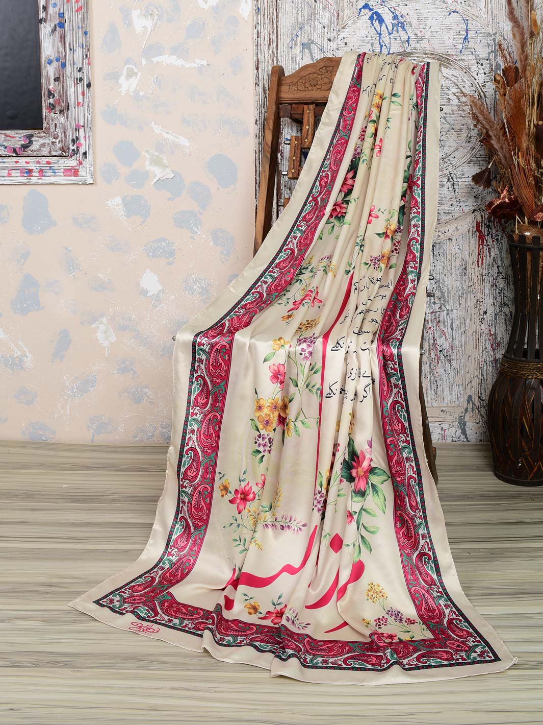 Phool Aur Ghalib Silk Dupatta (Skin)