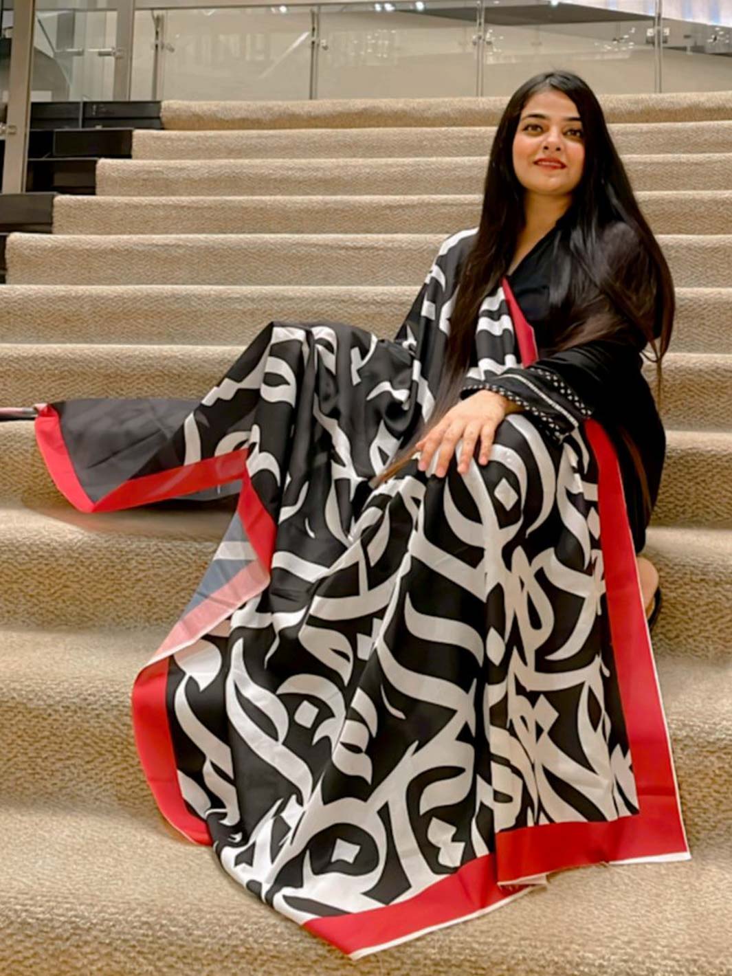 Huroof Silk Dupatta (Black)