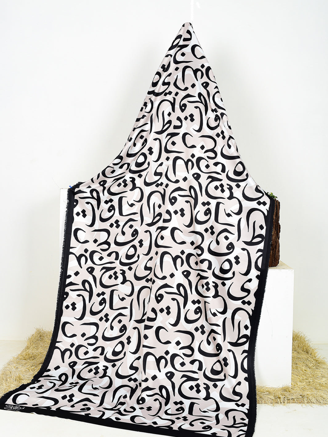 Hujoom Silk Dupatta (white & Black)