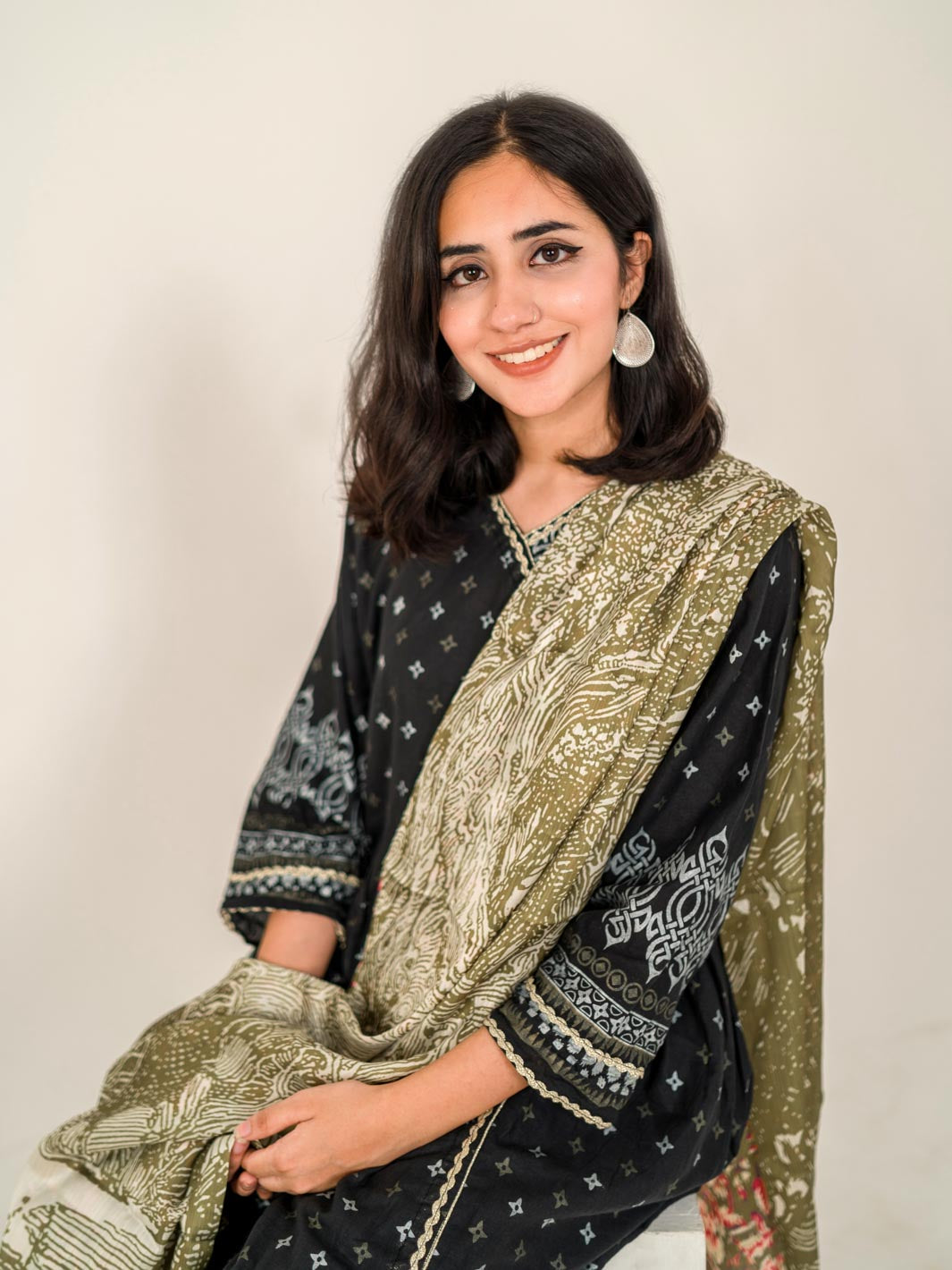 Forest silk Stole (Green)