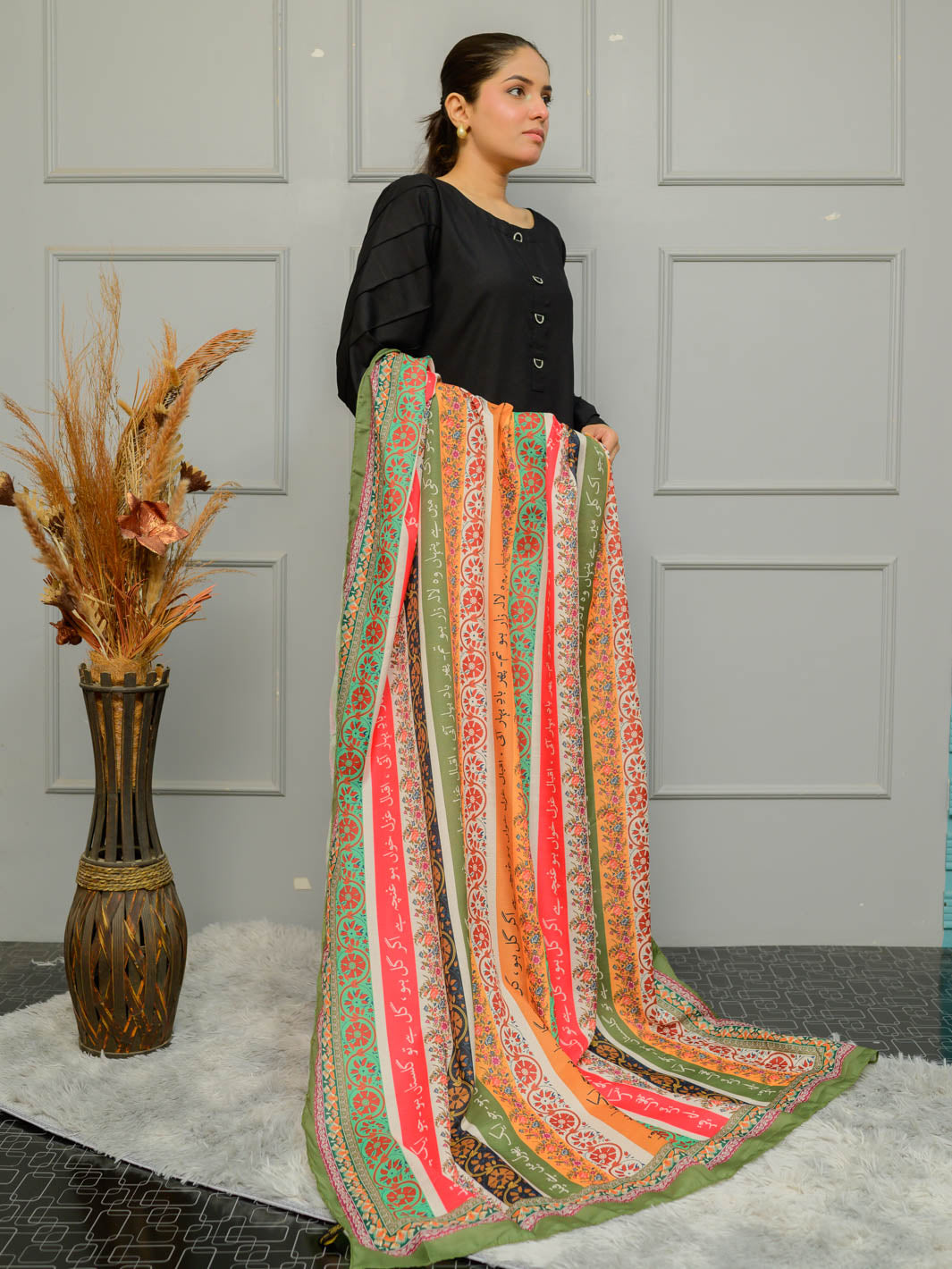 Phool Stripe Dupatta