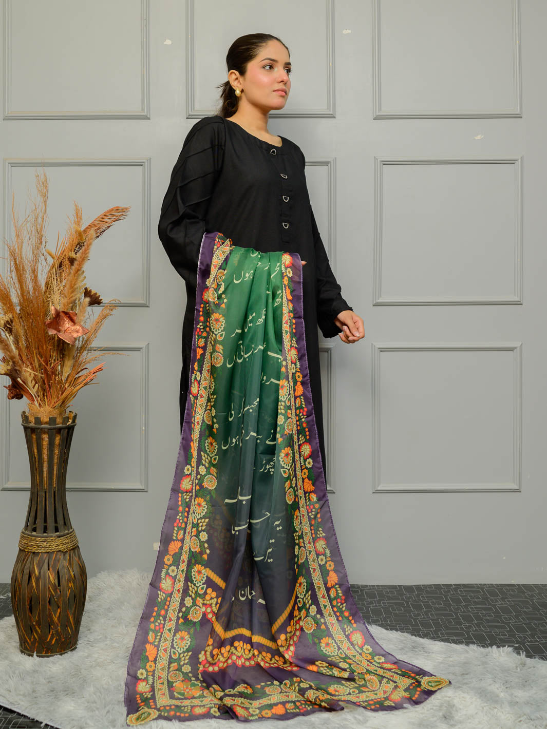 Washma Premium Silk Dupatta (Emrald Green)