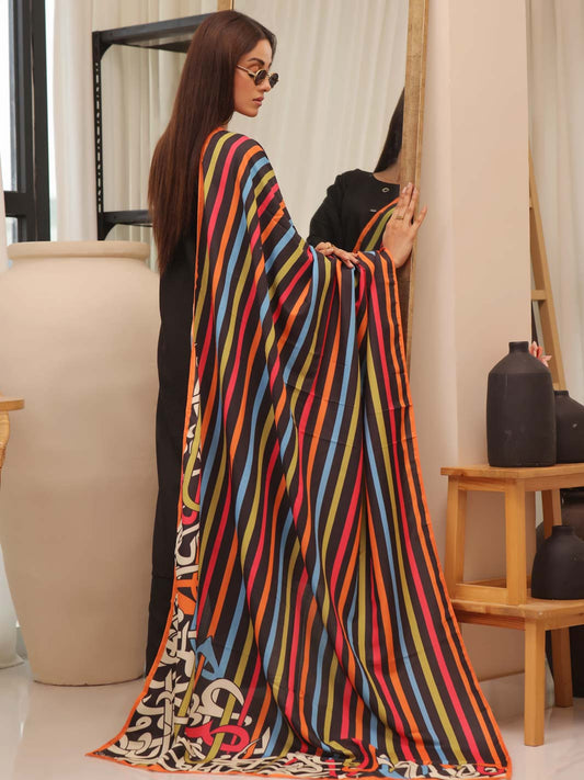 Stripe calligraphy Dupatta (Multi)