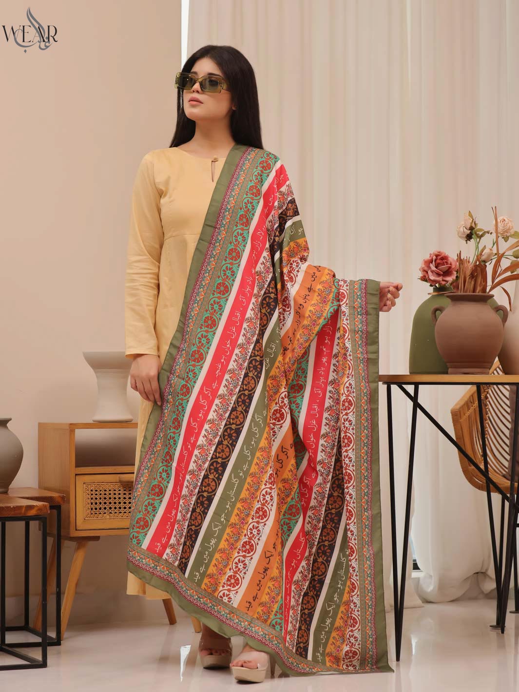 Phool Stripe  Silk Dupatta