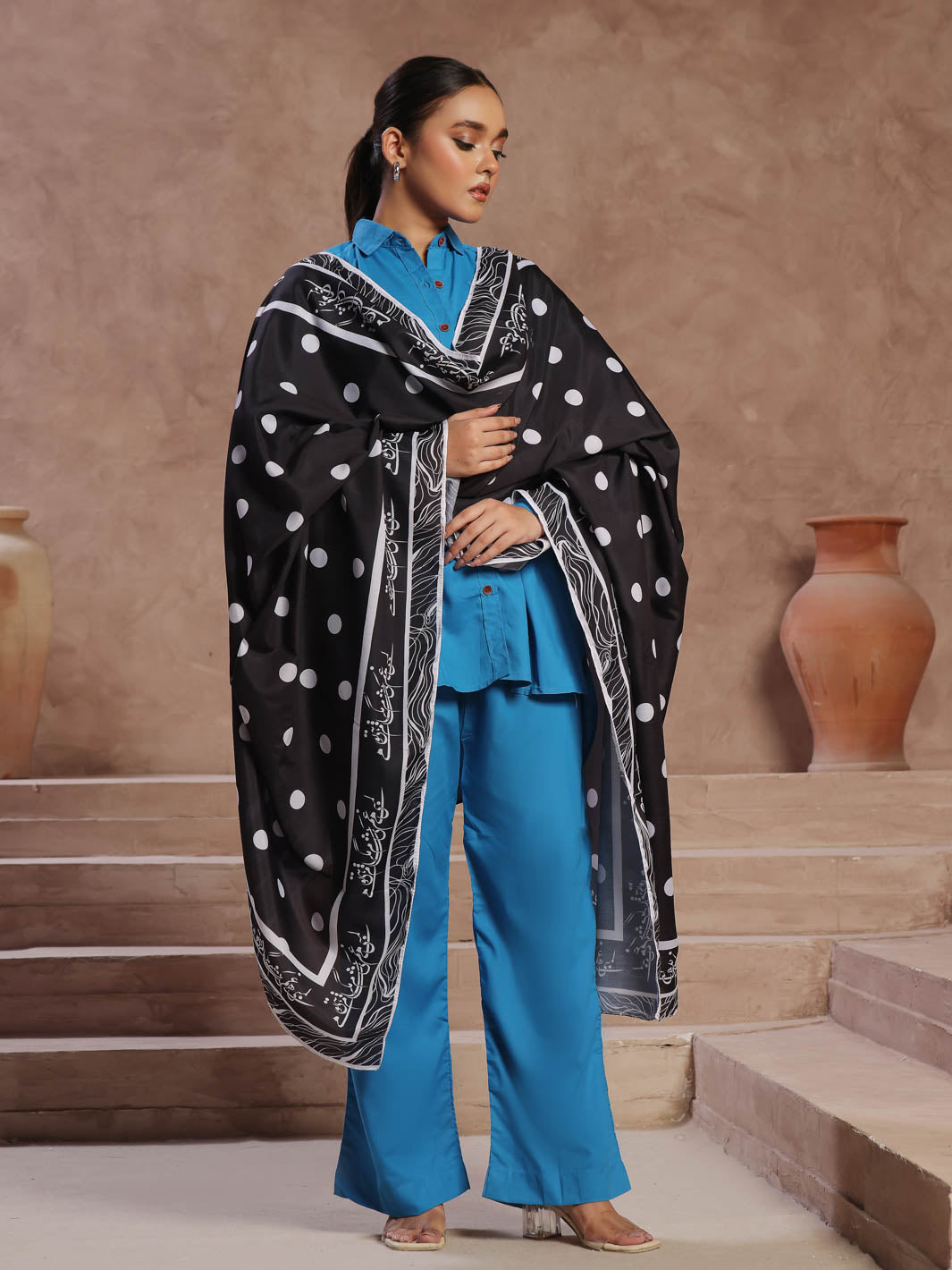 Polka Dot  Dupatta (Black)