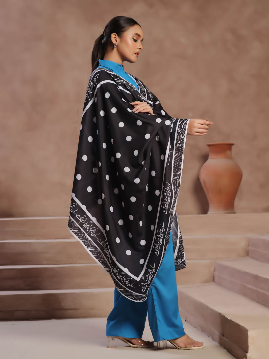 Polka Dot  Dupatta (Black)