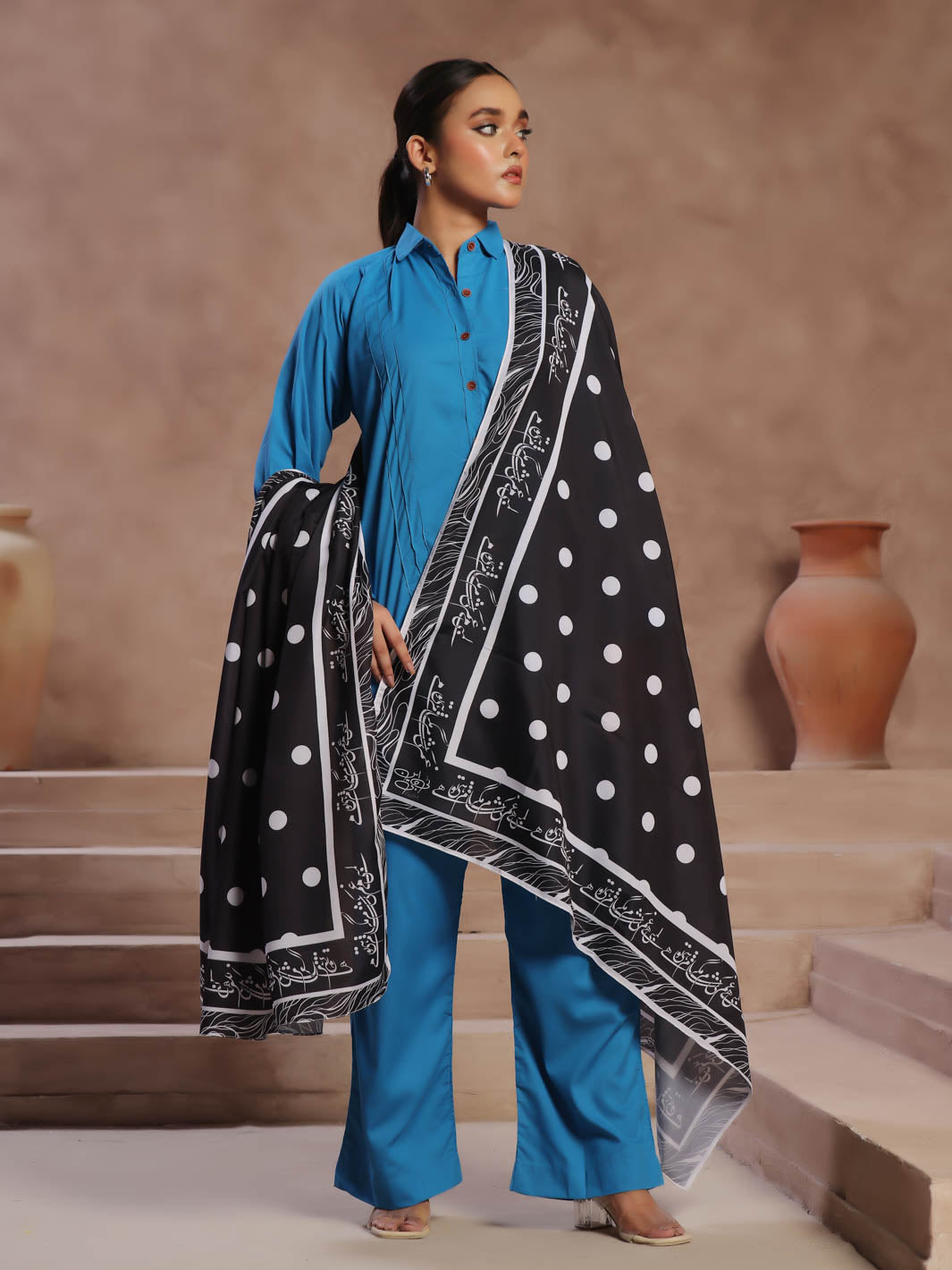 Polka Dot  Dupatta (Black)