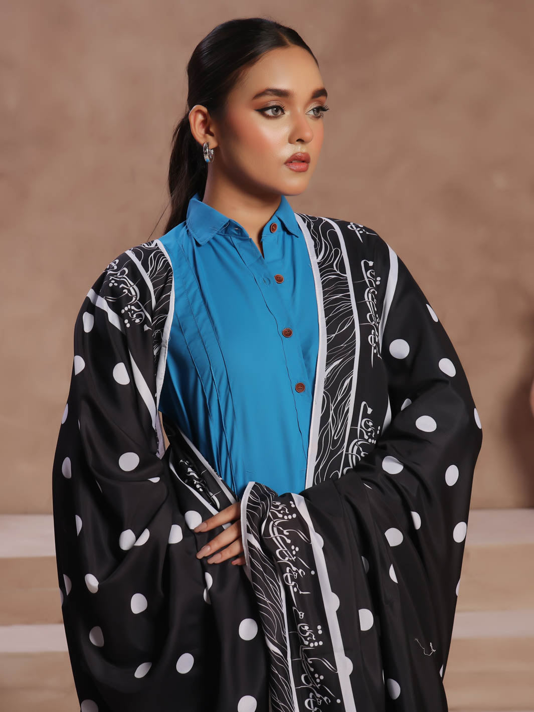 Polka Dot  Dupatta (Black)