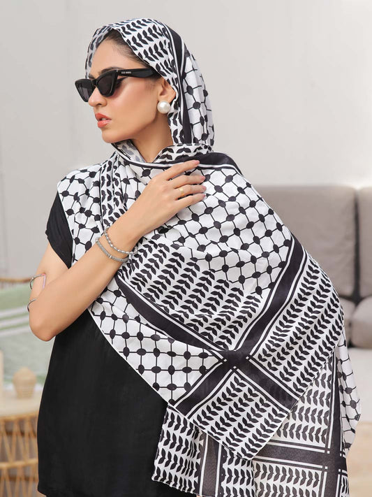 Palestine B&W Dupatta (Black)