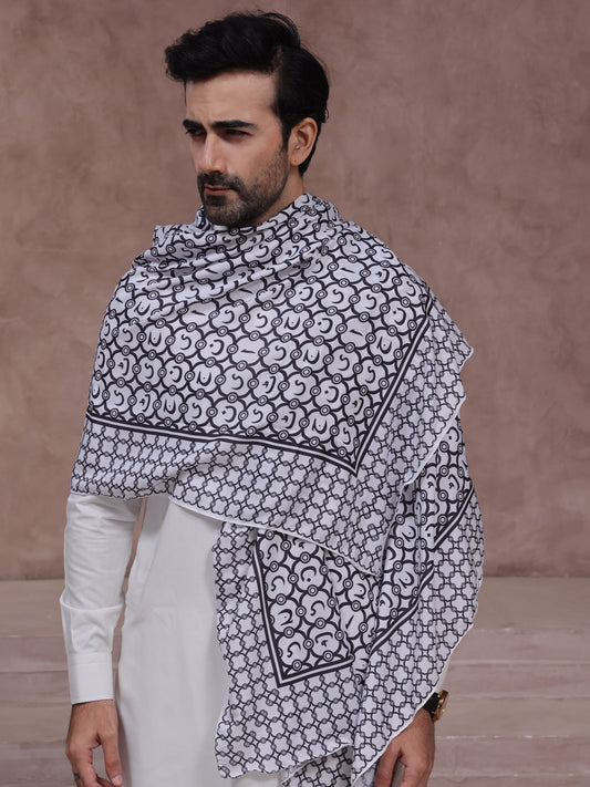 Jaan e Huroof Stole (White-Men)