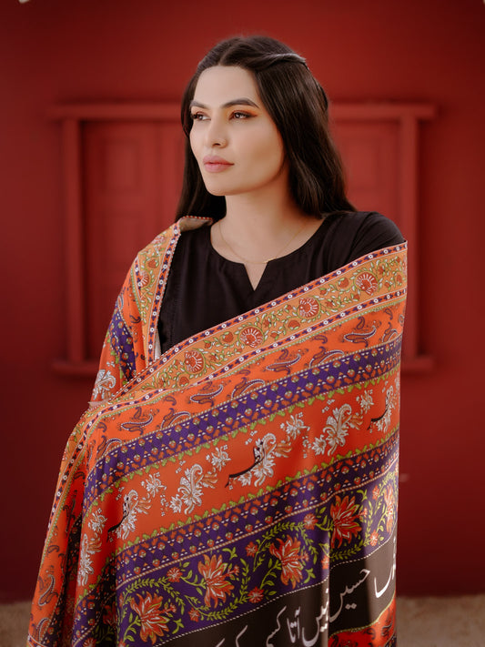 Phool Stripe Silk Dupatta (Dark Multi)