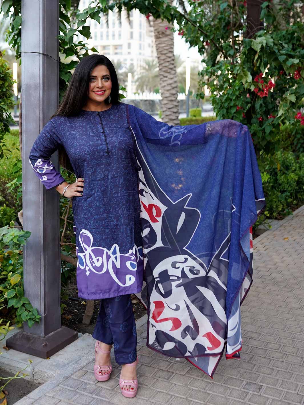 Khushi Stitched 3 Pc (Blue)