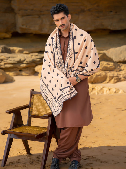 Polka Dot Stole (Beige)