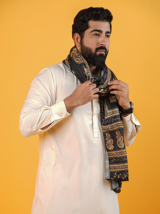 Ajrak batik Stole (Black Gold - Men)