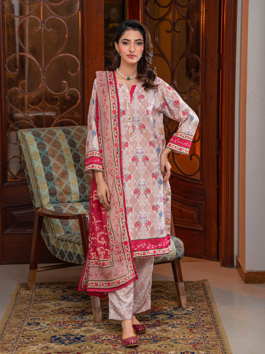 Noor Stitched 3 Pc (Beige)