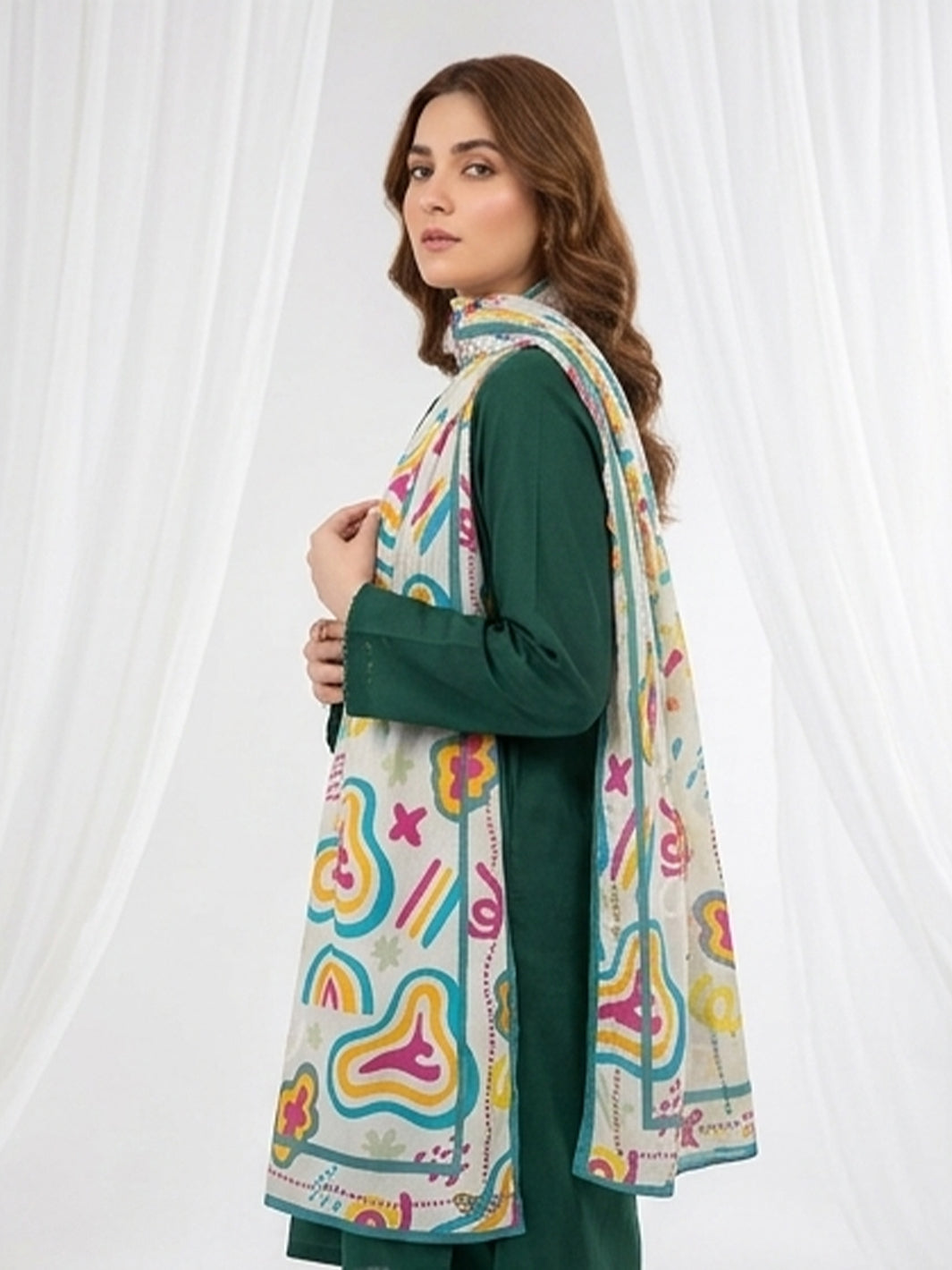 Khuwab Lawn Stole(multi)