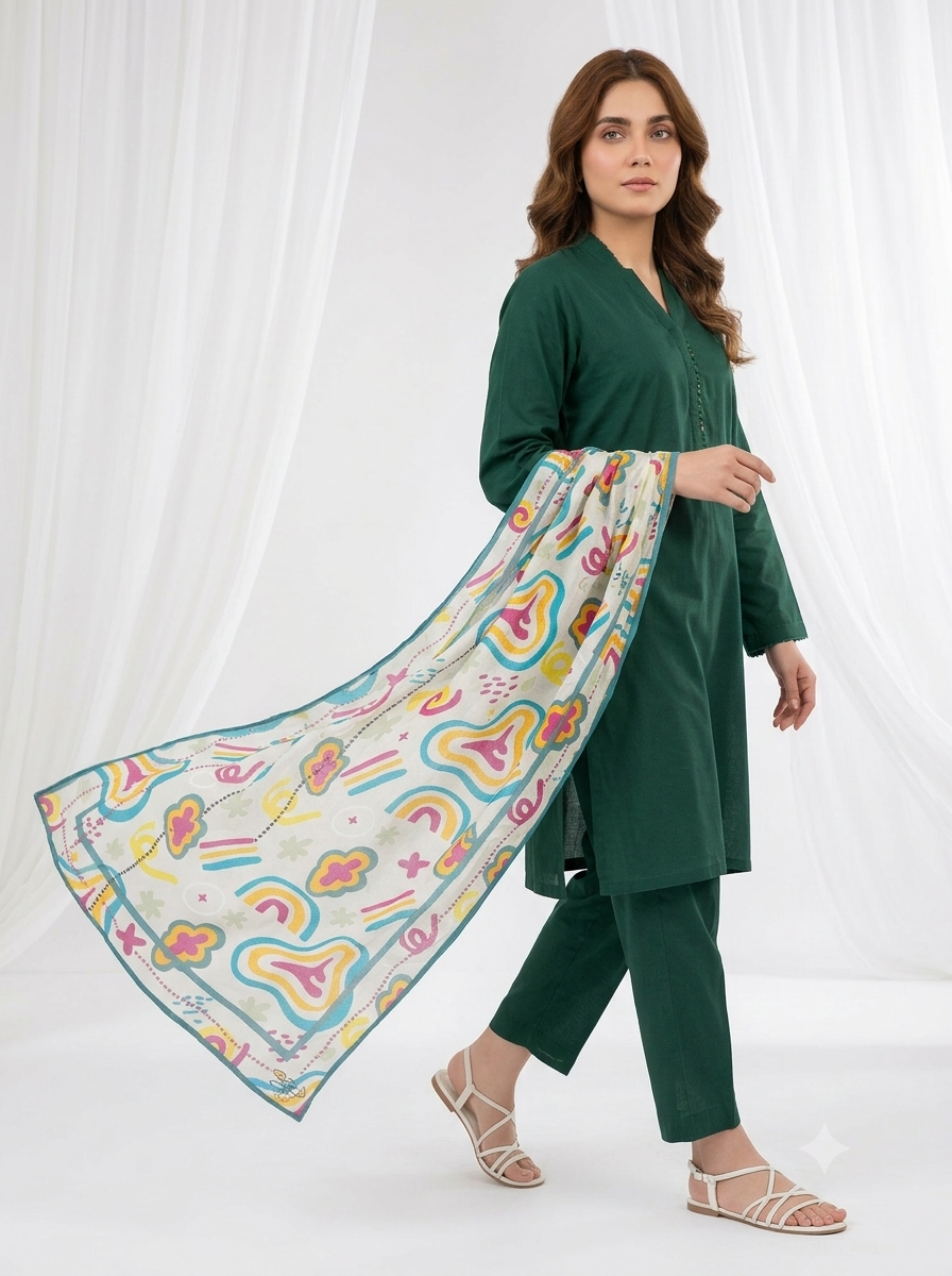 Khuwab Lawn Stole(multi)