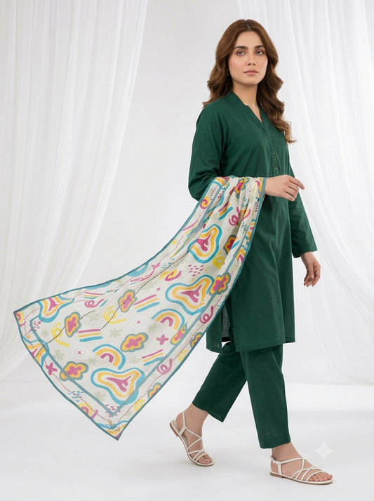 Khuwab Lawn Stole(multi)