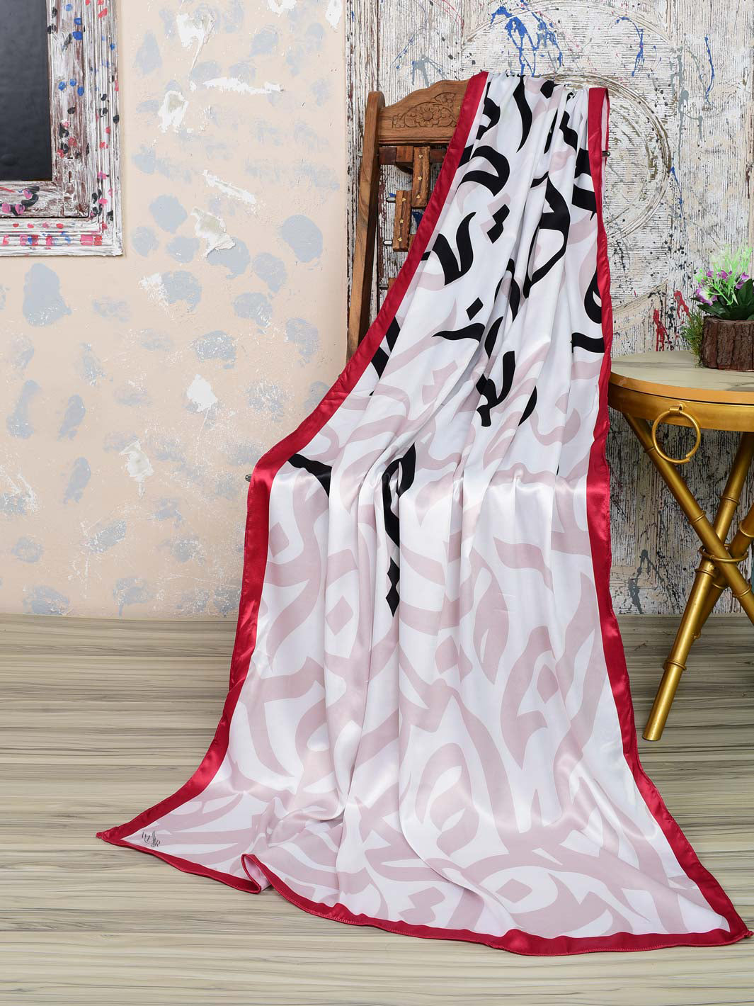 Huroof Silk Dupatta (white)