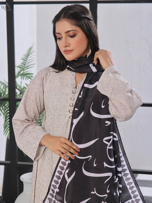 Huroof V2 Dupatta (Black)